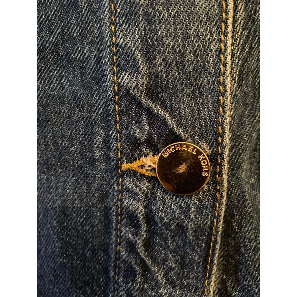 Michael Kors Dark Blue Jean Jacket with Gold Buttons Size Medium M - Picture 4 of 9